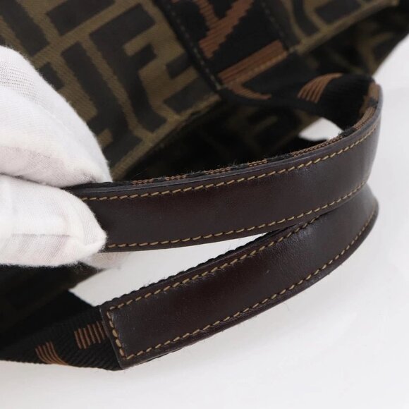 FENDI Zucca Canvas Hand Bag Black Brown Auth 148958 - Picture 8 of 16